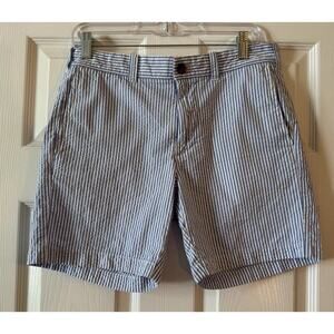 J Crew Blue White Striped 4 Pocket Women's Classic Bermuda Chino Shorts Size 30